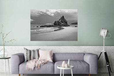 Glasbilder - 120x80 cm - Paradies am Strand von Costa Rica in Schwarz und Weiß