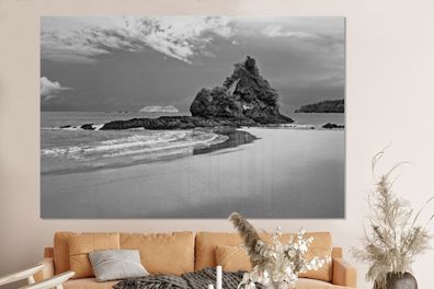 Glasbilder - 150x100 cm - Paradies am Strand von Costa Rica in Schwarz und Weiß