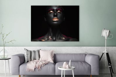 Leinwandbilder - 120x90 cm - Frau - Rosa - Kupfer - Schwarz (Gr. 120x90 cm)