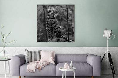 Leinwandbilder - 90x90 cm - Ozelot zwischen den Blättern des Dschungels in Costa Rica