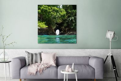 Leinwandbilder - 90x90 cm - Loch in der Wand in der Natur von Costa Rica