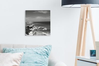 Leinwandbilder - 20x20 cm - Meerblick von Isla Mujeres - Schwarz und Weiß