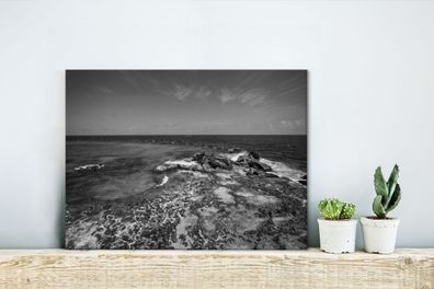 Leinwandbilder - 40x30 cm - Isla Mujeres mit Meerblick - Schwarz und Weiß