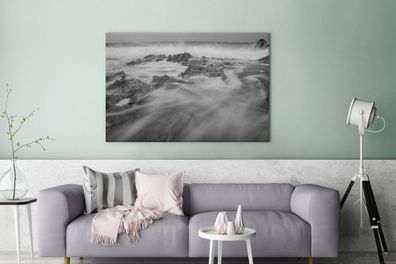 Leinwandbilder - 120x80 cm - Meer bei Sonnenaufgang auf mexikanischer Insel - Schwarz