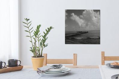 Leinwandbilder - 50x50 cm - Pier auf Isla Mujeres in Mexiko - Schwarz und Weiß