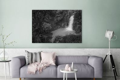 Leinwandbilder - 120x80 cm - Türkisfarbenen Wasserfall im Regenwald von Costa Rica in