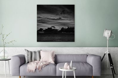 Leinwandbilder - 90x90 cm - Silhouette der Wolken bei Sonnenuntergang auf Isla Mujere
