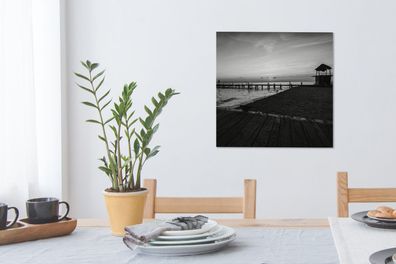 Leinwandbilder - 50x50 cm - Sonnenuntergang auf der Insel Isla Mujeres - Schwarz und
