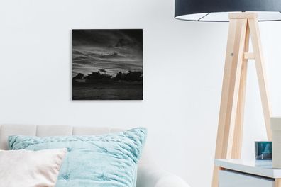 Leinwandbilder - 20x20 cm - Silhouette der Wolken bei Sonnenuntergang auf Isla Mujere