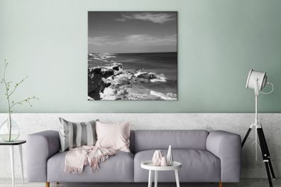 Leinwandbilder - 90x90 cm - Meerblick von Isla Mujeres - Schwarz und Weiß
