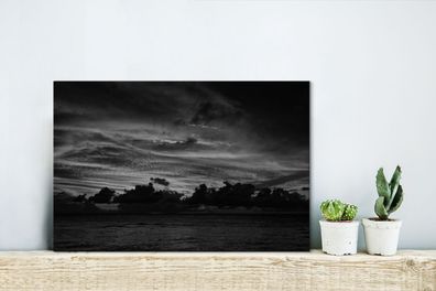 Leinwandbilder - 30x20 cm - Luftaufnahme Sonnenuntergang auf Isla Mujeres - Schwarz u