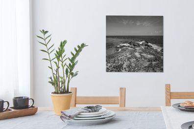 Leinwandbilder - 50x50 cm - Ozean beim Blick auf die Insel Isla Mujeres - Schwarz und