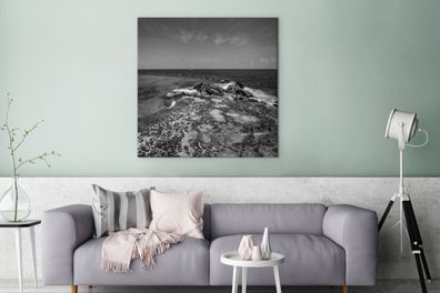 Leinwandbilder - 90x90 cm - Ozean beim Blick auf die Insel Isla Mujeres - Schwarz und