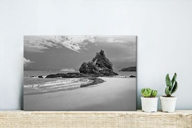 Leinwandbilder - 30x20 cm - Paradies am Strand von Costa Rica in Schwarz und Weiß