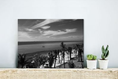 Leinwandbilder - 40x30 cm - Ozean auf der Insel Isla Mujeres - Schwarz und Weiß
