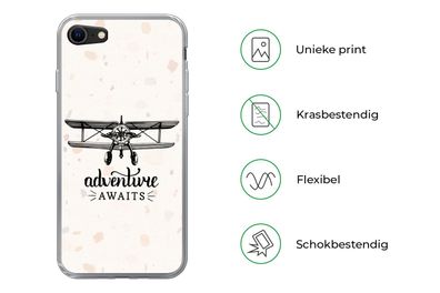 Hülle für iPhone 7 - Sprichwörter - Zitate - Das Abenteuer wartet - Fliegen - Silikon