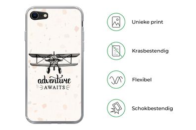 Hülle für iPhone SE 2020 - Sprichwörter - Zitate - Das Abenteuer wartet - Fliegen - S