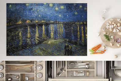 Herdabdeckplatte - 80x52 cm - Sternennacht über dem Orsay Paris - Vincent Van Gogh