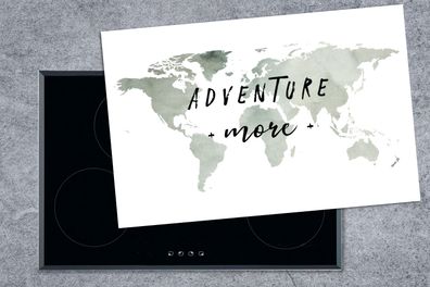 Herdabdeckplatte - 80x52 cm - Weltkarte - Abenteuer mehr - Aquarell