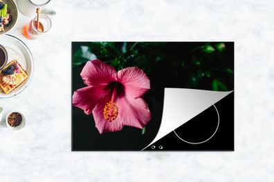 Herdabdeckplatte - 78x52 cm - Hibiskus - Blumen - Rosa
