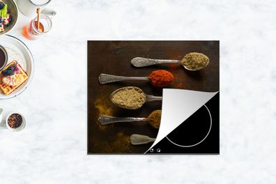 Herdabdeckplatte - 60x52 cm - Indische Gewürze auf einem Löffel