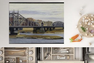 Herdabdeckplatte - 70x52 cm - Macombs-Damm-Brücke - Edward Hopper