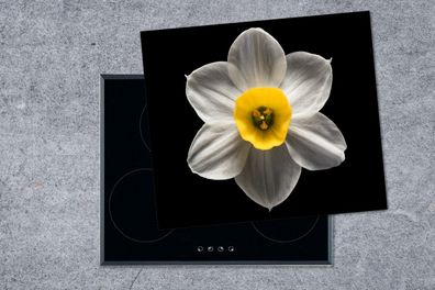 Herdabdeckplatte - 60x52 cm - Narzisse - Blume - Weiß