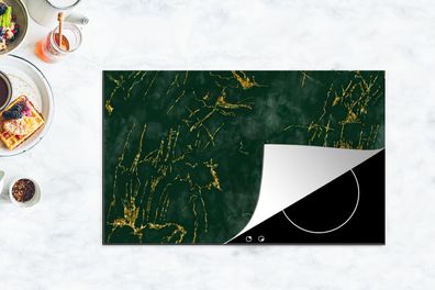 Herdabdeckplatte - 90x52 cm - Marmor - Smaragd - Gold