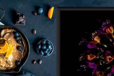 Herdabdeckplatte - 60x52 cm - Frühling - Blumen - Schwarz