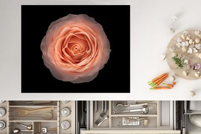Herdabdeckplatte - 65x52 cm - Rose - Blume - Orange