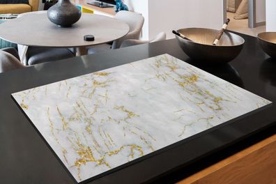 Herdabdeckplatte - 90x52 cm - Marmor - Gold - Weiß