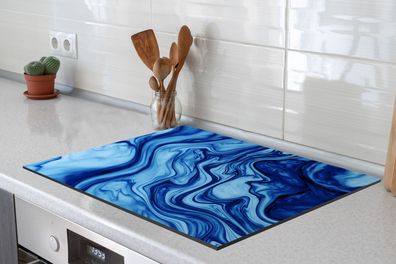 Herdabdeckplatte - 65x52 cm - Marmor - Tinte - Blau