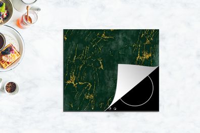 Herdabdeckplatte - 75x52 cm - Marmor - Smaragd - Gold