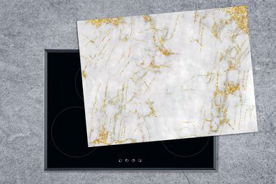 Herdabdeckplatte - 70x52 cm - Marmor - Gold - Weiß