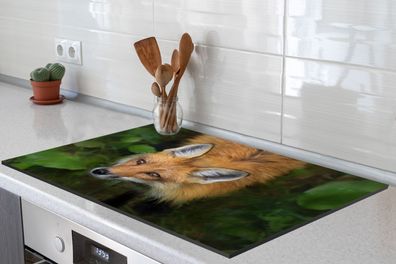Herdabdeckplatte - 80x52 cm - Fuchs - Grün - Orange