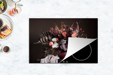 Herdabdeckplatte - 80x52 cm - Stillleben - Blumenstrauß - Farben