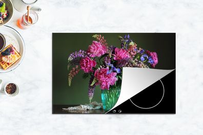 Herdabdeckplatte - 80x52 cm - Farben - Blumen - Stillleben