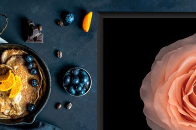 Herdabdeckplatte - 60x52 cm - Rose - Blume - Orange