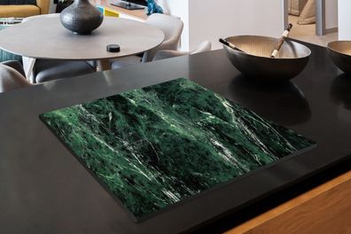 Herdabdeckplatte - 75x52 cm - Marmor - Smaragd - Grün - Schwarz