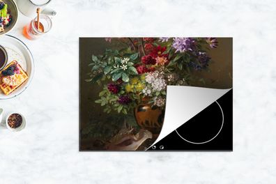 Herdabdeckplatte - 70x52 cm - Stilleben mit Blumen in einer griechischen Vase: Allego