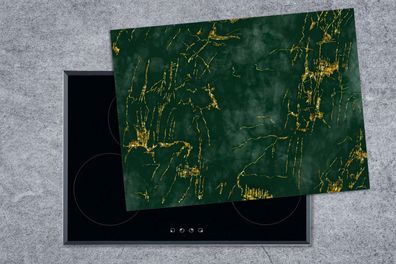 Herdabdeckplatte - 70x52 cm - Marmor - Smaragd - Gold
