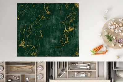 Herdabdeckplatte - 60x52 cm - Marmor - Smaragd - Gold