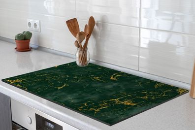 Herdabdeckplatte - 78x52 cm - Marmor - Smaragd - Gold