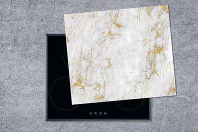 Herdabdeckplatte - 60x52 cm - Marmor - Gold - Weiß