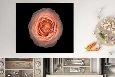 Herdabdeckplatte - 75x52 cm - Rose - Blume - Orange