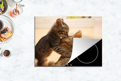 Herdabdeckplatte - 70x52 cm - Katze - Kätzchen - Schwarz