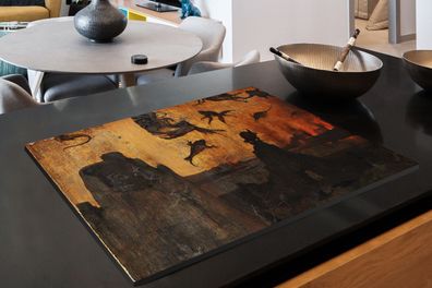 Herdabdeckplatte - 80x52 cm - Sintflut und Hölle - Gemälde von Hieronymus Bosch