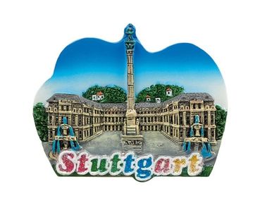 Stuttgart Schlossplatz Glitzer Poly Souvenir Magnet Germany 8 cm Neu