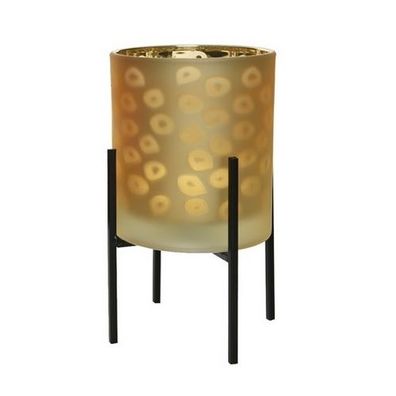 Teelichthalter Modern gold, Durchmesser x Höhe: 11x16cm, Ständer in schwarz