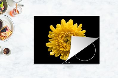 Herdabdeckplatte - 70x52 cm - Chrysantheme - Blume - Gelb